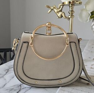 NEW Cream Handbag with Gold Accents